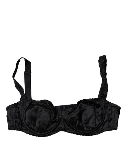Black Silk Semi-Pad Balconette Bra Underwear-Dolce & Gabbana-LabelTerrace.com