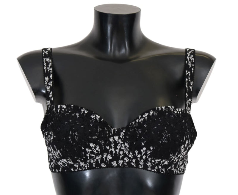 Black Silk White Lace Stretch Underwear Bra-Dolce & Gabbana-LabelTerrace.com