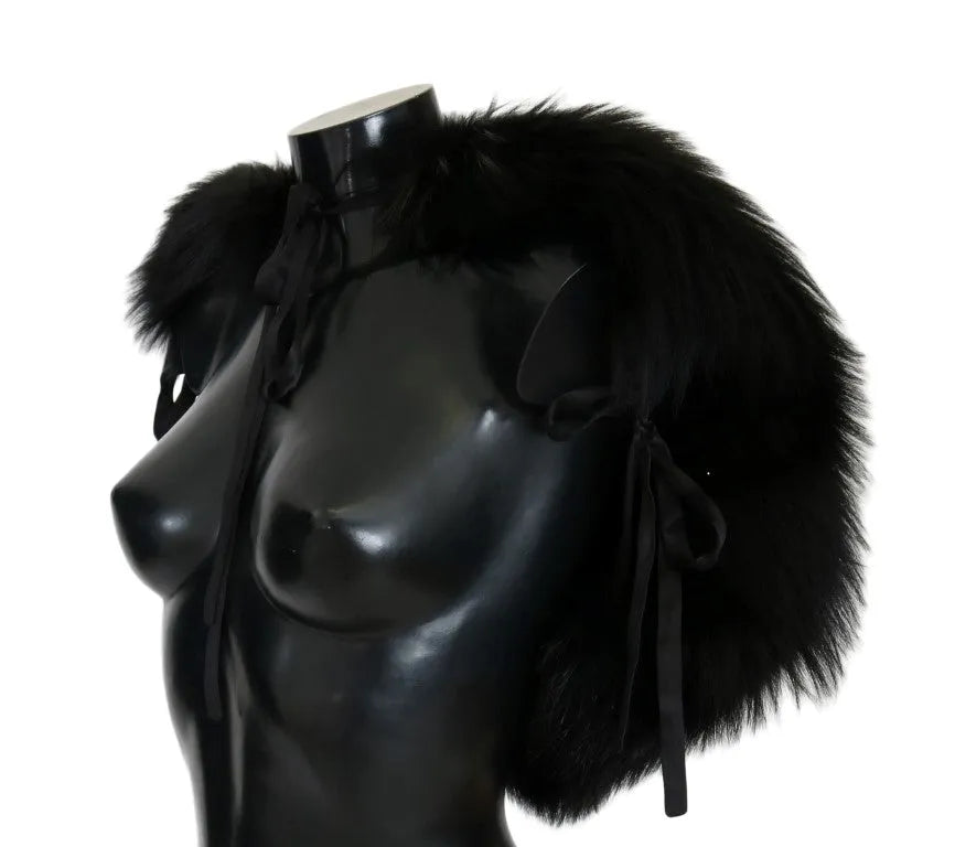 Black Silver Fox Fur Scarf-Dolce & Gabbana-LabelTerrace.com