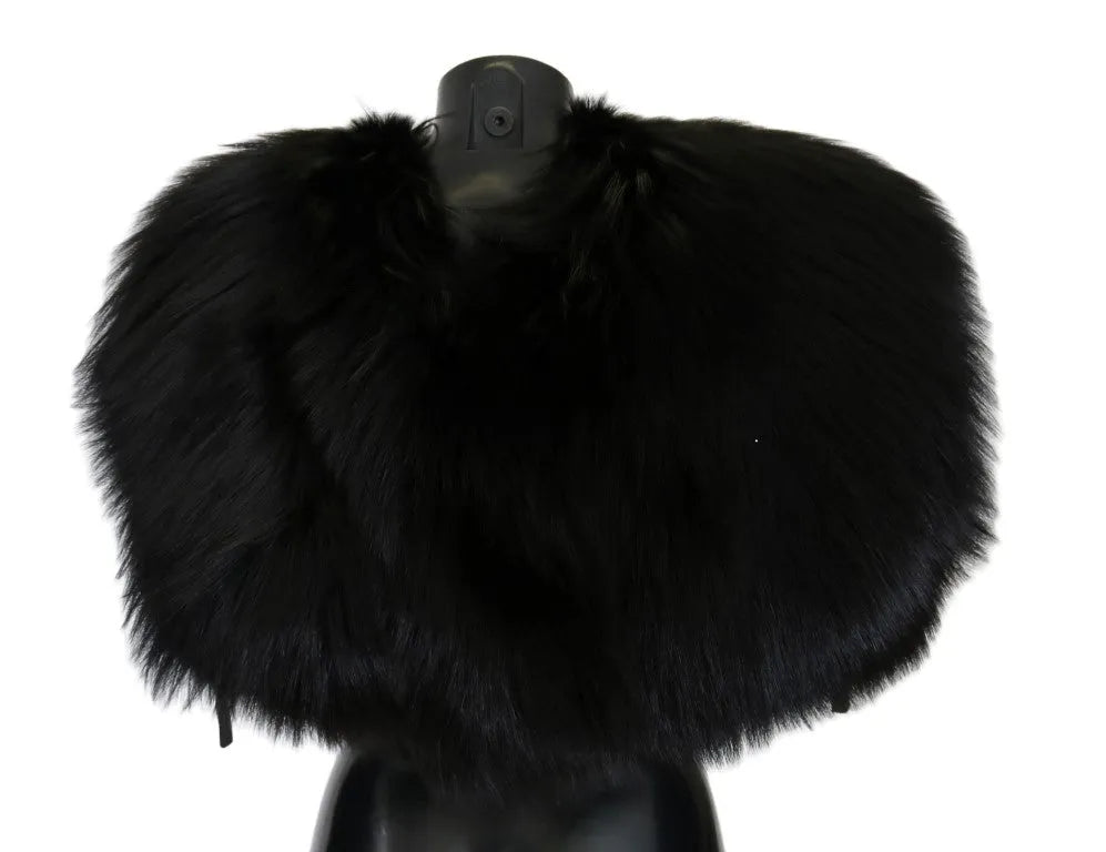 Black Silver Fox Fur Scarf-Dolce & Gabbana-LabelTerrace.com