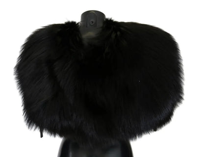 Black Silver Fox Fur Scarf-Dolce & Gabbana-LabelTerrace.com