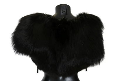 Black Silver Fox Fur Scarf-Dolce & Gabbana-LabelTerrace.com