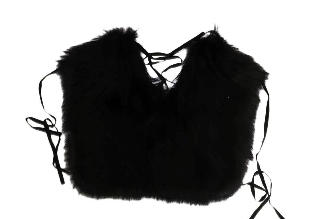 Black Silver Fox Fur Scarf-Dolce & Gabbana-LabelTerrace.com