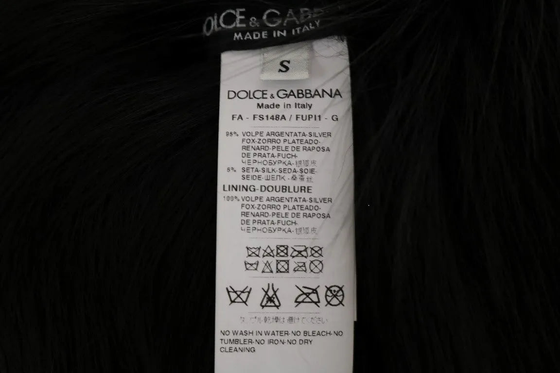 Black Silver Fox Fur Scarf-Dolce & Gabbana-LabelTerrace.com