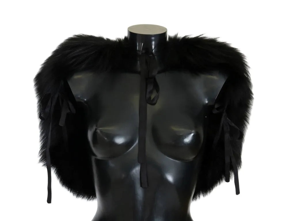 Black Silver Fox Fur Scarf-Dolce & Gabbana-LabelTerrace.com