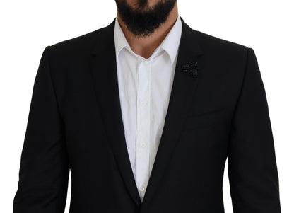 Black Single Breasted 2 Piece MARTINI Suit-Dolce & Gabbana-LabelTerrace.com