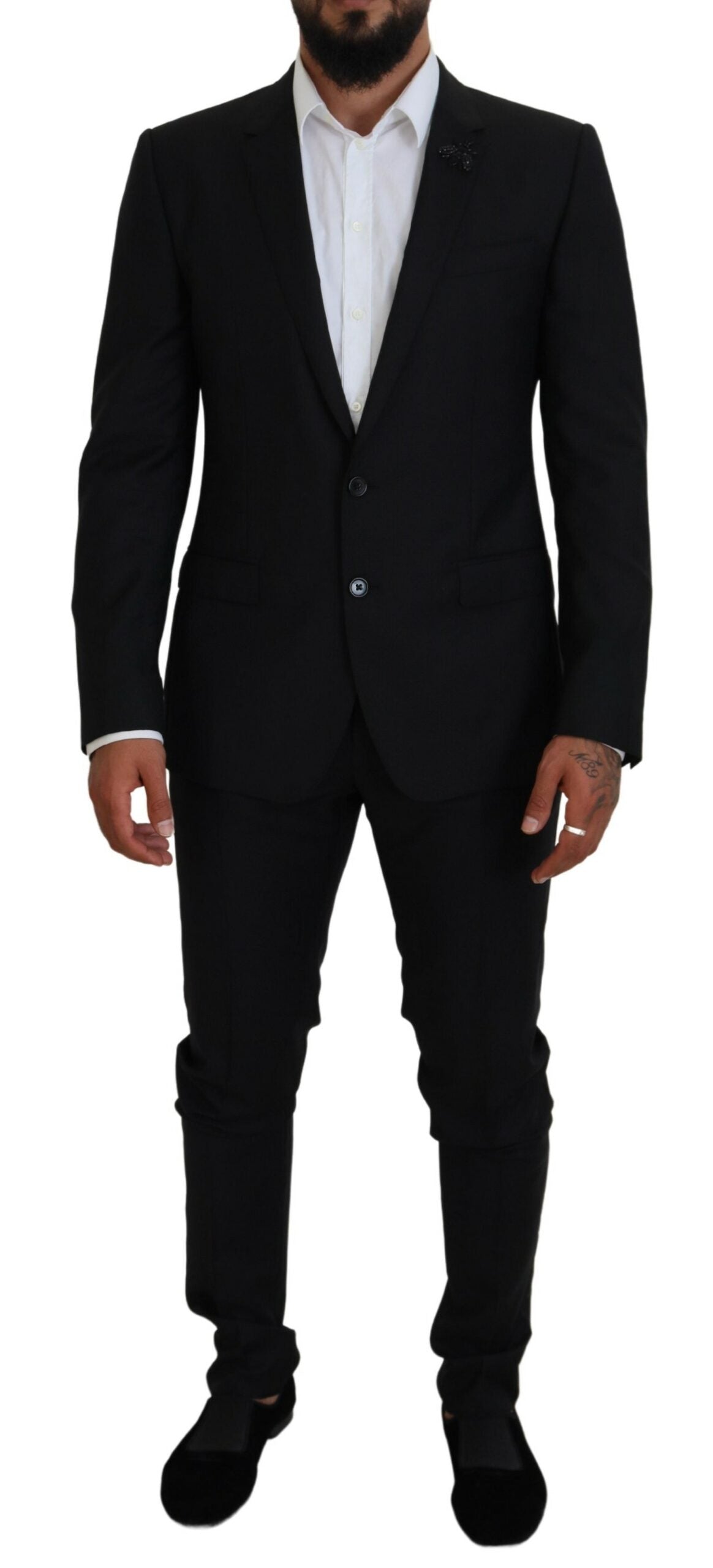 Black Single Breasted 2 Piece MARTINI Suit-Dolce & Gabbana-LabelTerrace.com