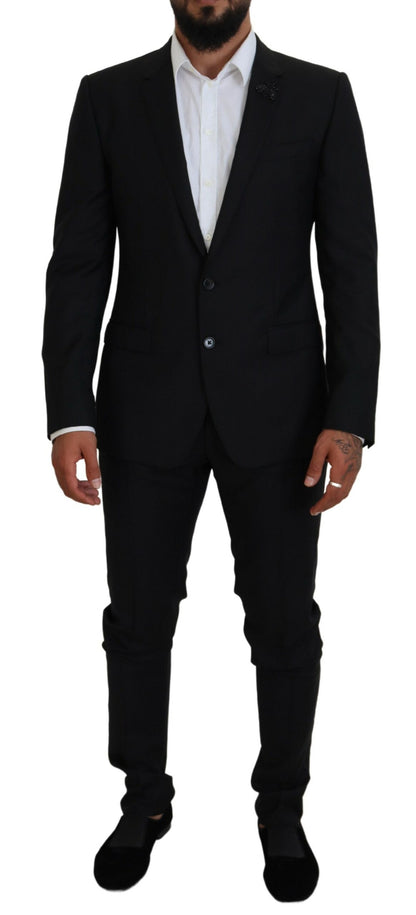 Black Single Breasted 2 Piece MARTINI Suit-Dolce & Gabbana-LabelTerrace.com