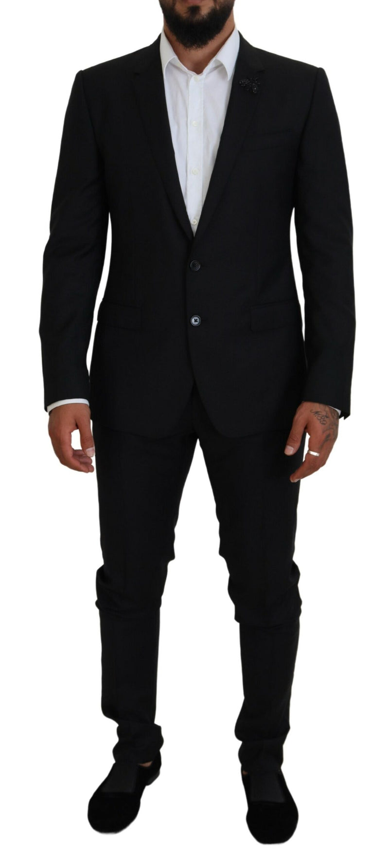 Black Single Breasted 2 Piece MARTINI Suit-Dolce & Gabbana-LabelTerrace.com