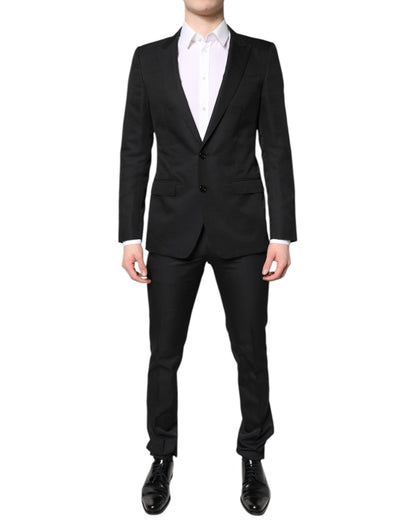 Black Single Breasted Formal 2 Piece Suit-Dolce & Gabbana-LabelTerrace.com