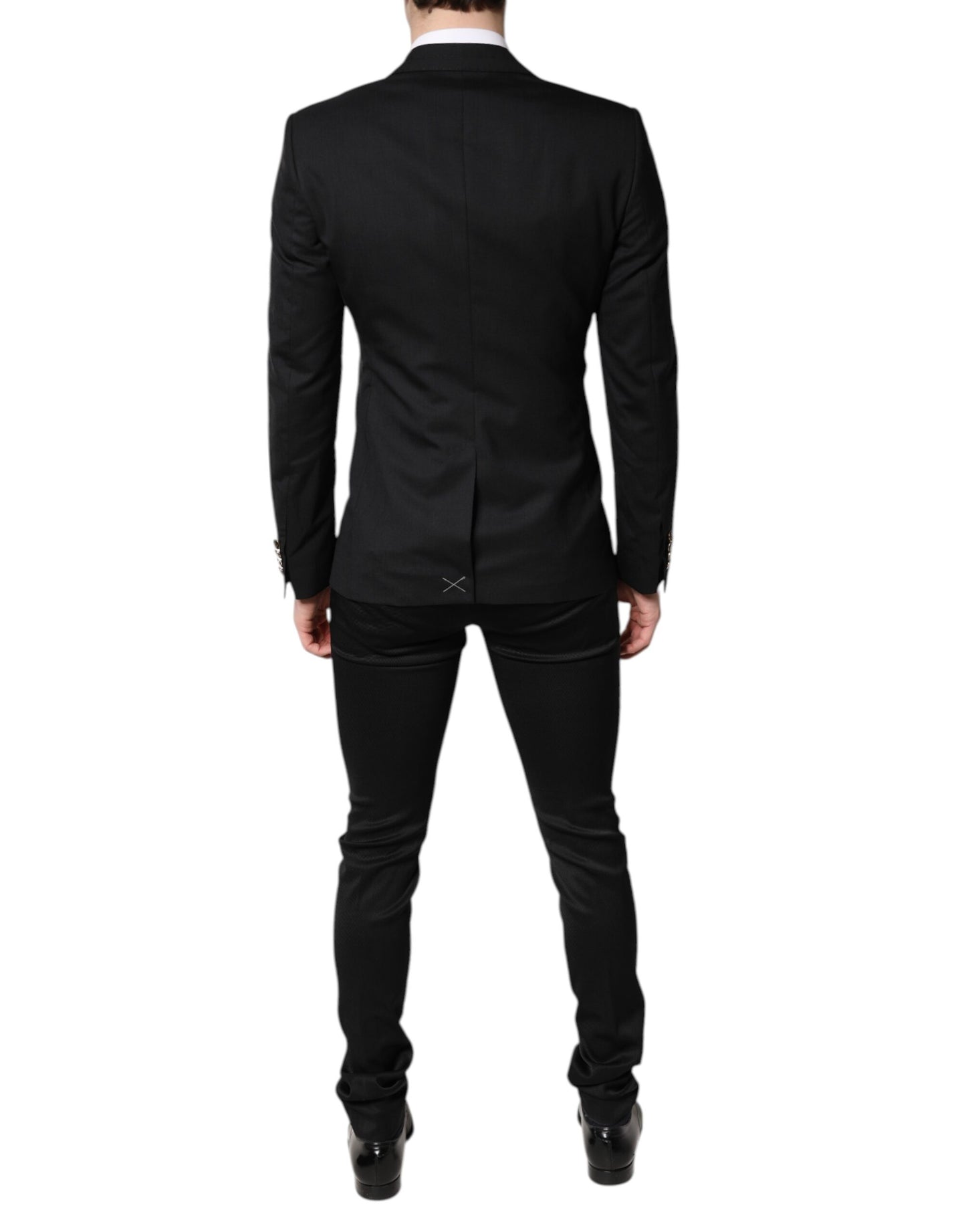 Black Single Breasted Formal Blazer with Vest-Dolce & Gabbana-LabelTerrace.com