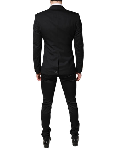 Black Single Breasted Formal Blazer with Vest-Dolce & Gabbana-LabelTerrace.com
