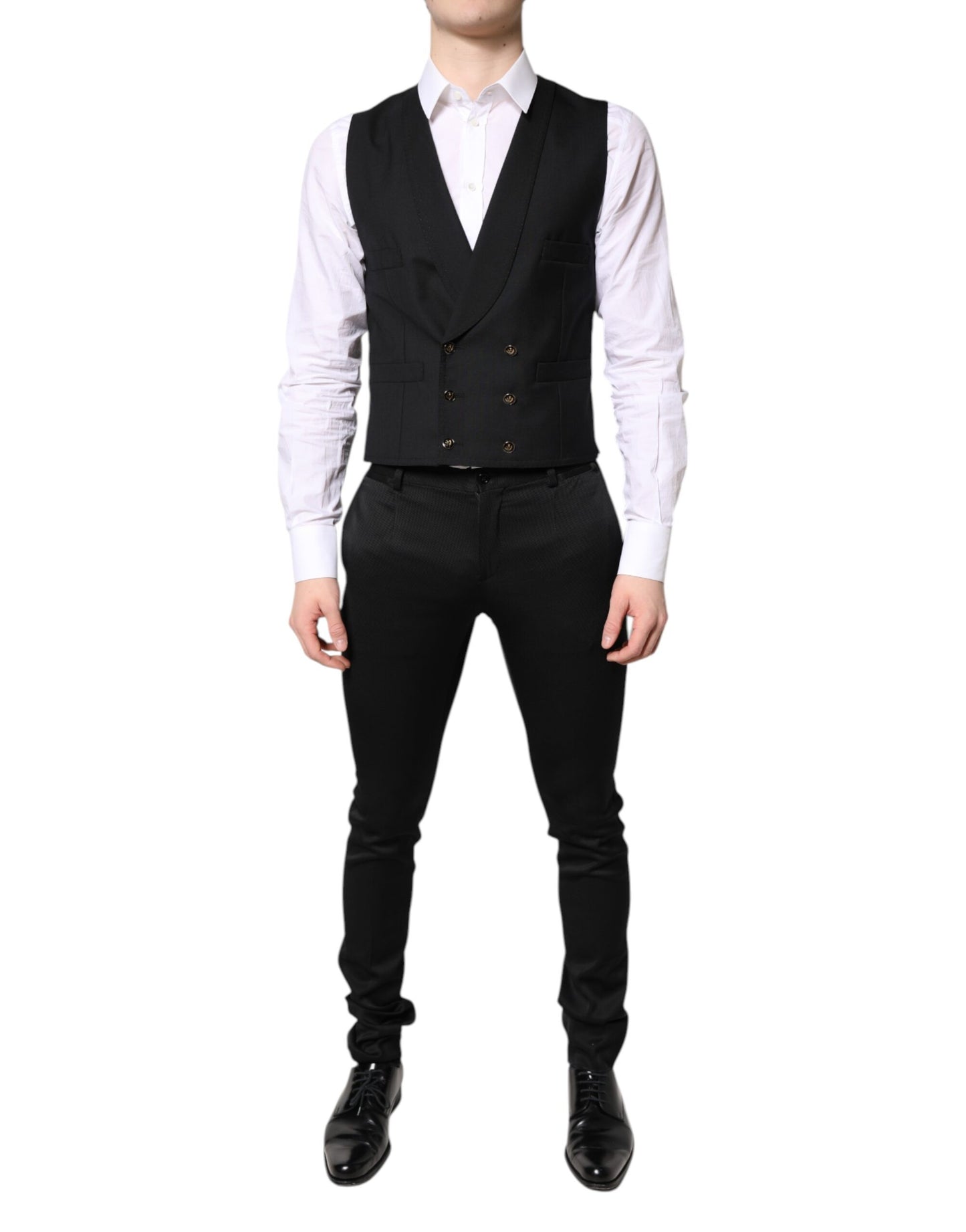 Black Single Breasted Formal Blazer with Vest-Dolce & Gabbana-LabelTerrace.com