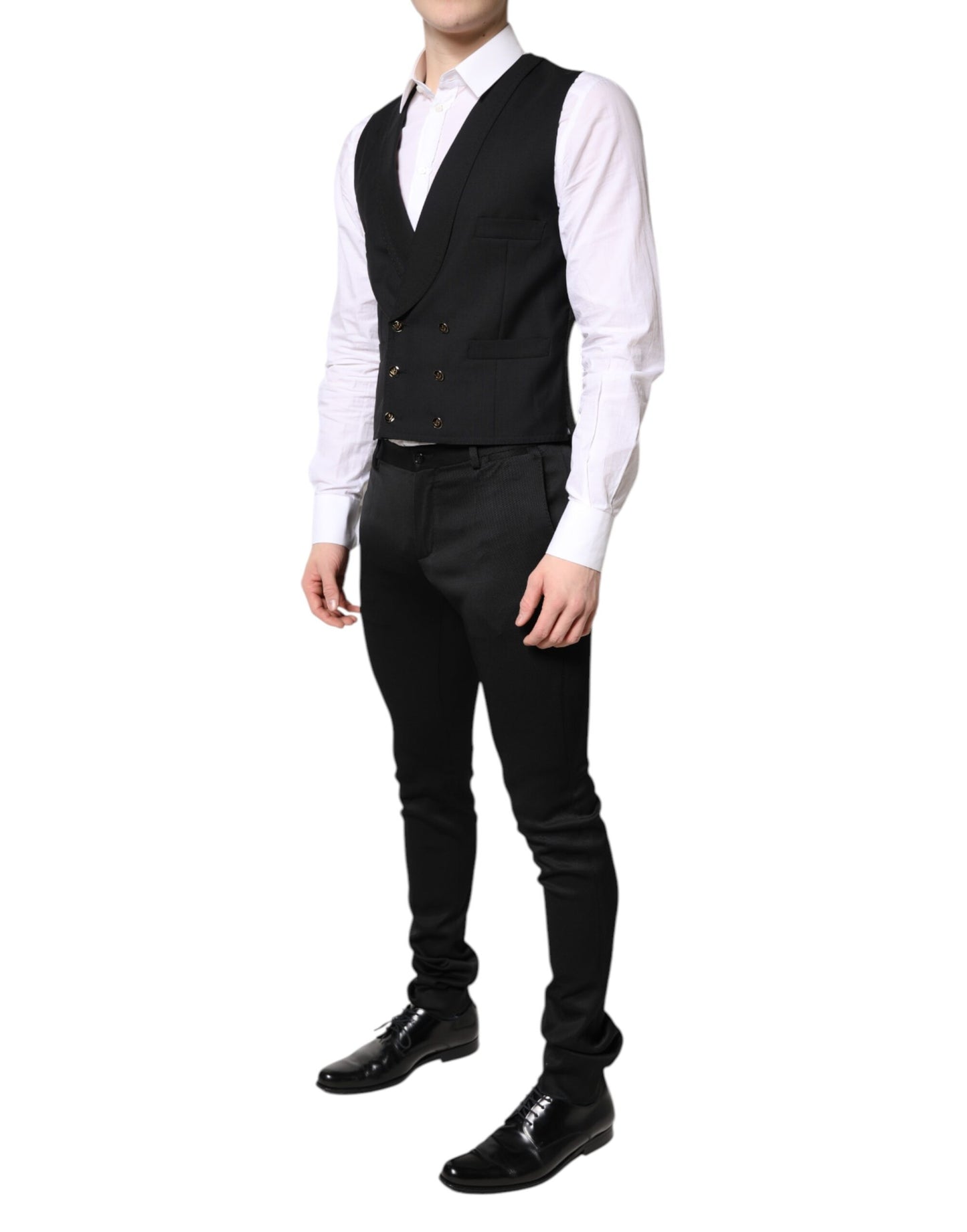 Black Single Breasted Formal Blazer with Vest-Dolce & Gabbana-LabelTerrace.com