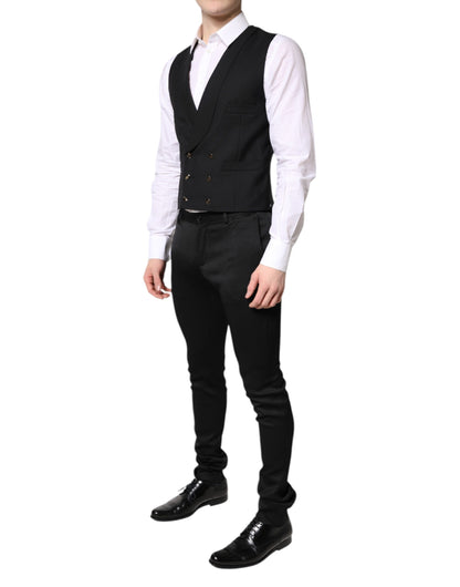 Black Single Breasted Formal Blazer with Vest-Dolce & Gabbana-LabelTerrace.com