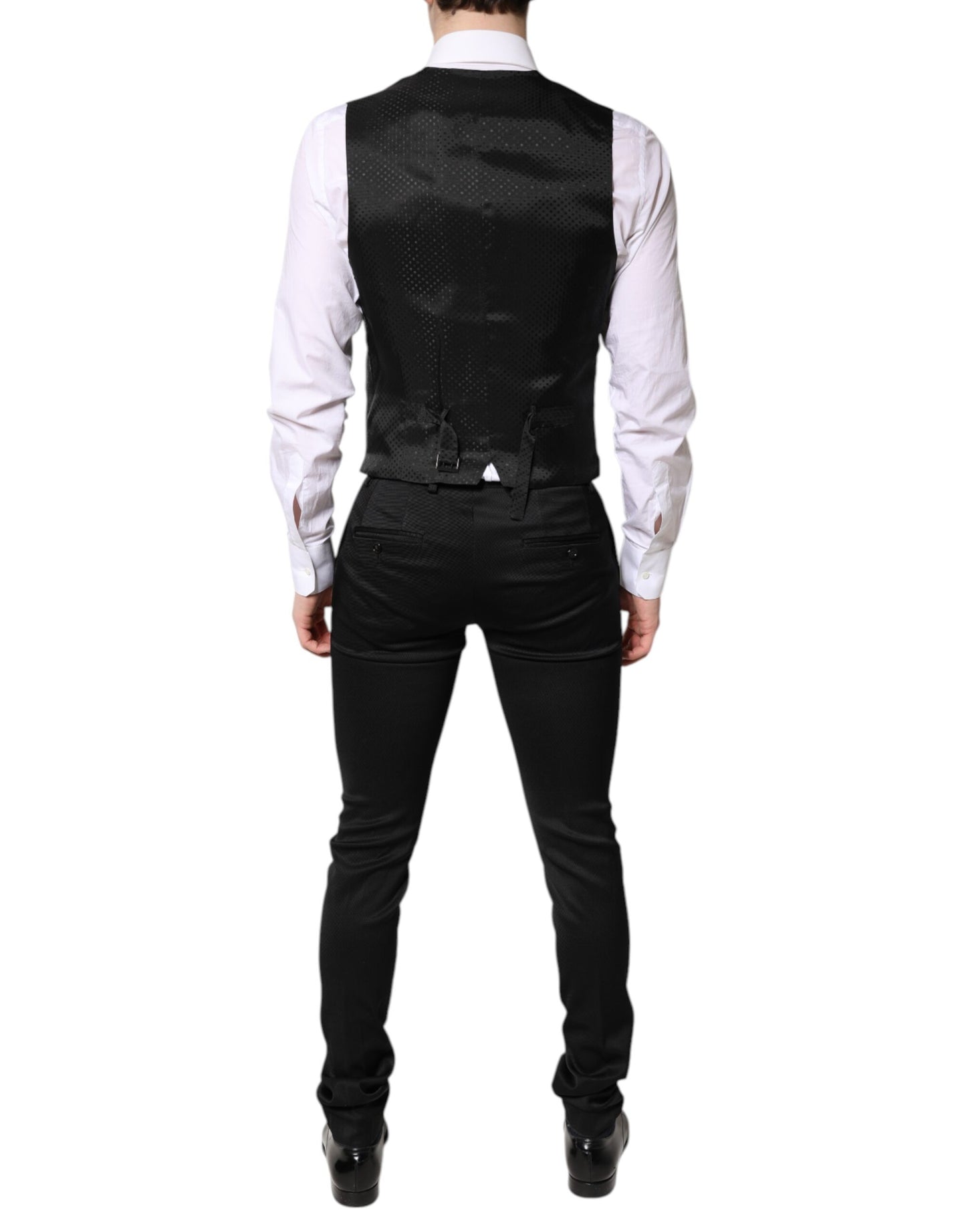 Black Single Breasted Formal Blazer with Vest-Dolce & Gabbana-LabelTerrace.com