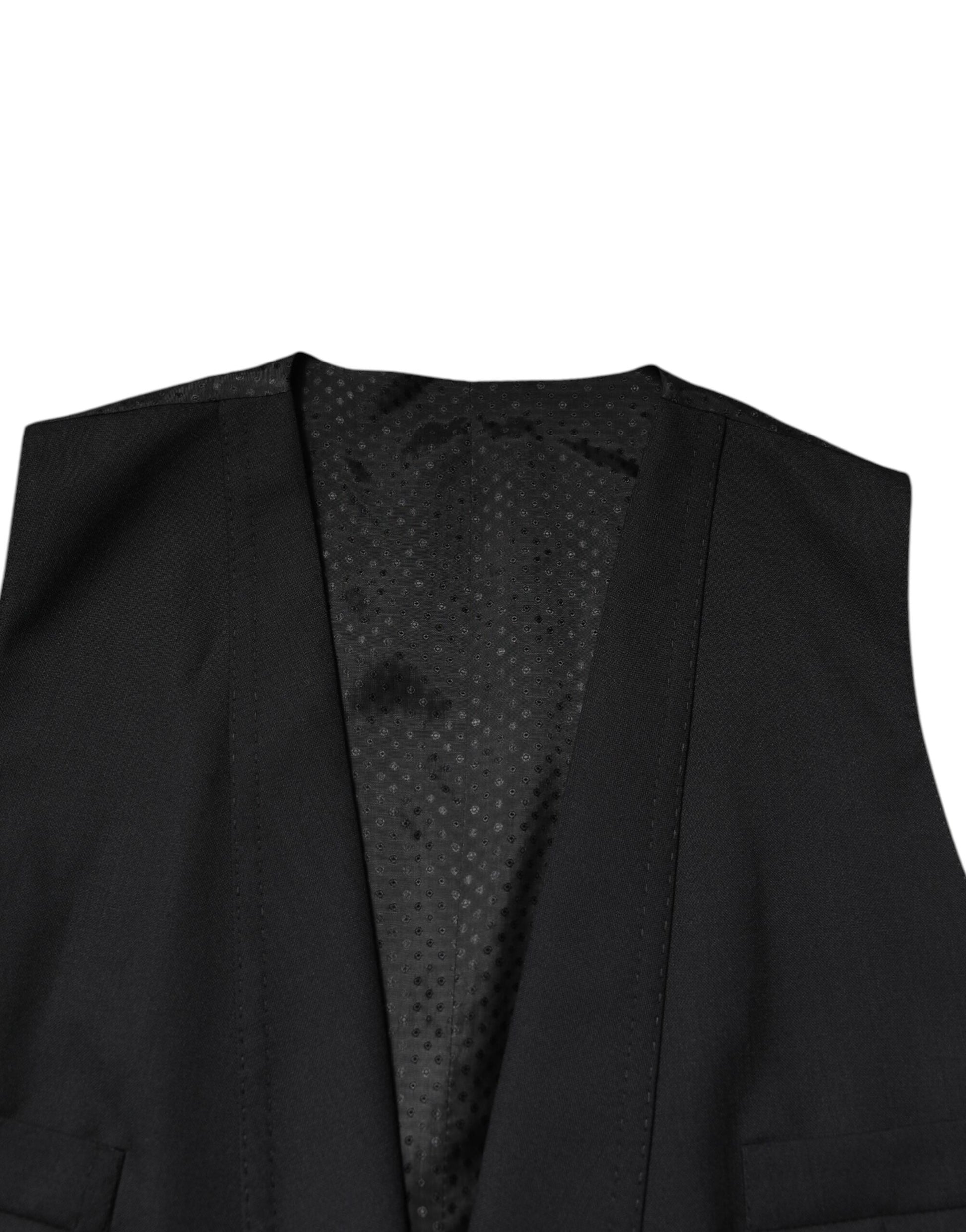 Black Single Breasted Formal Blazer with Vest-Dolce & Gabbana-LabelTerrace.com