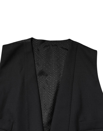Black Single Breasted Formal Blazer with Vest-Dolce & Gabbana-LabelTerrace.com
