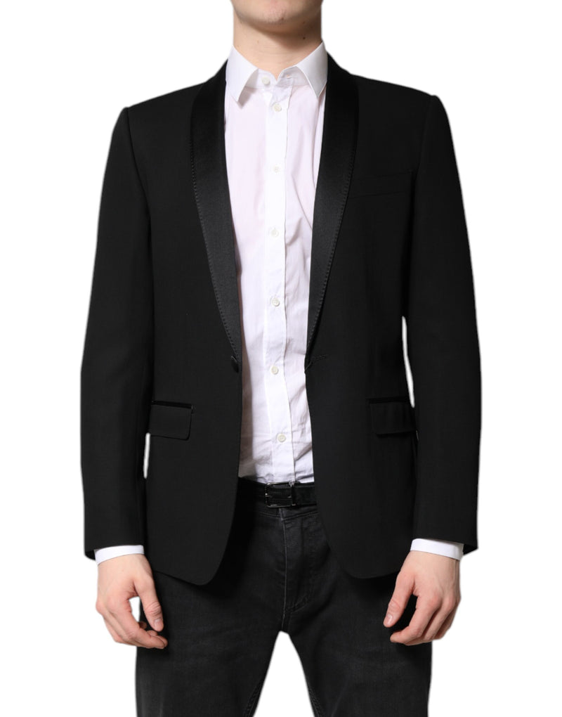 Black Single Breasted Men Coat MARTINI Blazer-Dolce & Gabbana-LabelTerrace.com