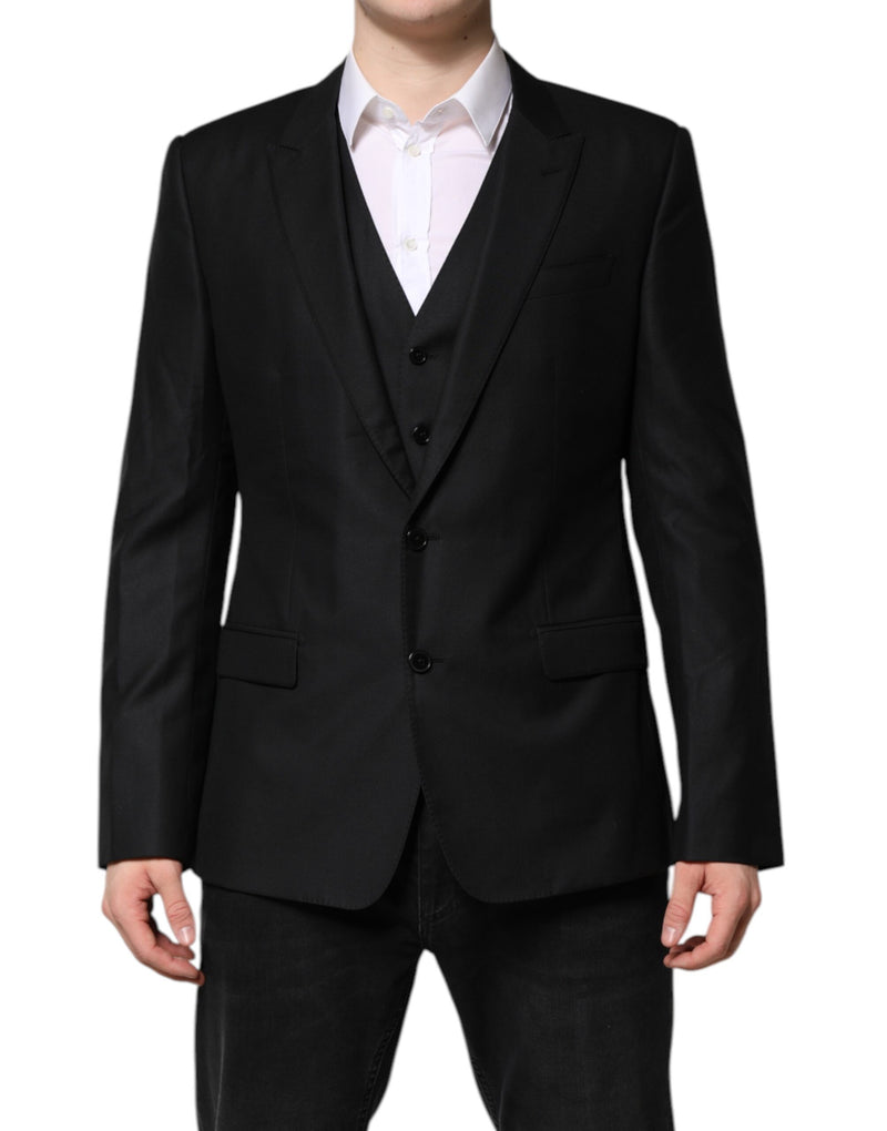 Black Single Breasted Suit 2 Piece Jacket-Dolce & Gabbana-LabelTerrace.com