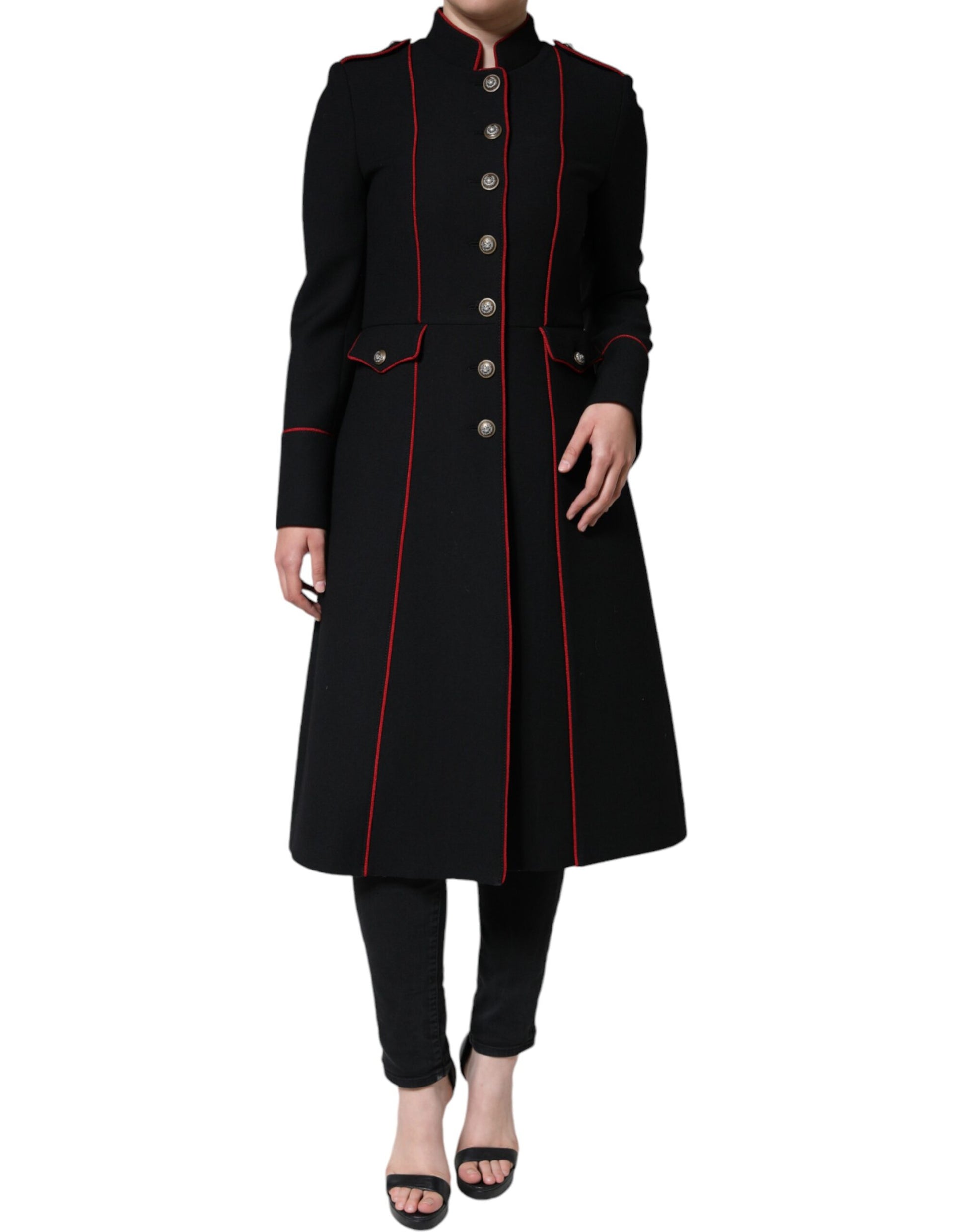 Black Single Breasted Trench Coat Jacket-Dolce & Gabbana-LabelTerrace.com
