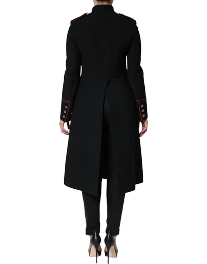 Black Single Breasted Trench Coat Jacket-Dolce & Gabbana-LabelTerrace.com