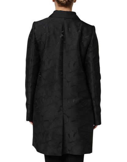 Black Single Breasted Trench Coat Jacket-Dolce & Gabbana-LabelTerrace.com