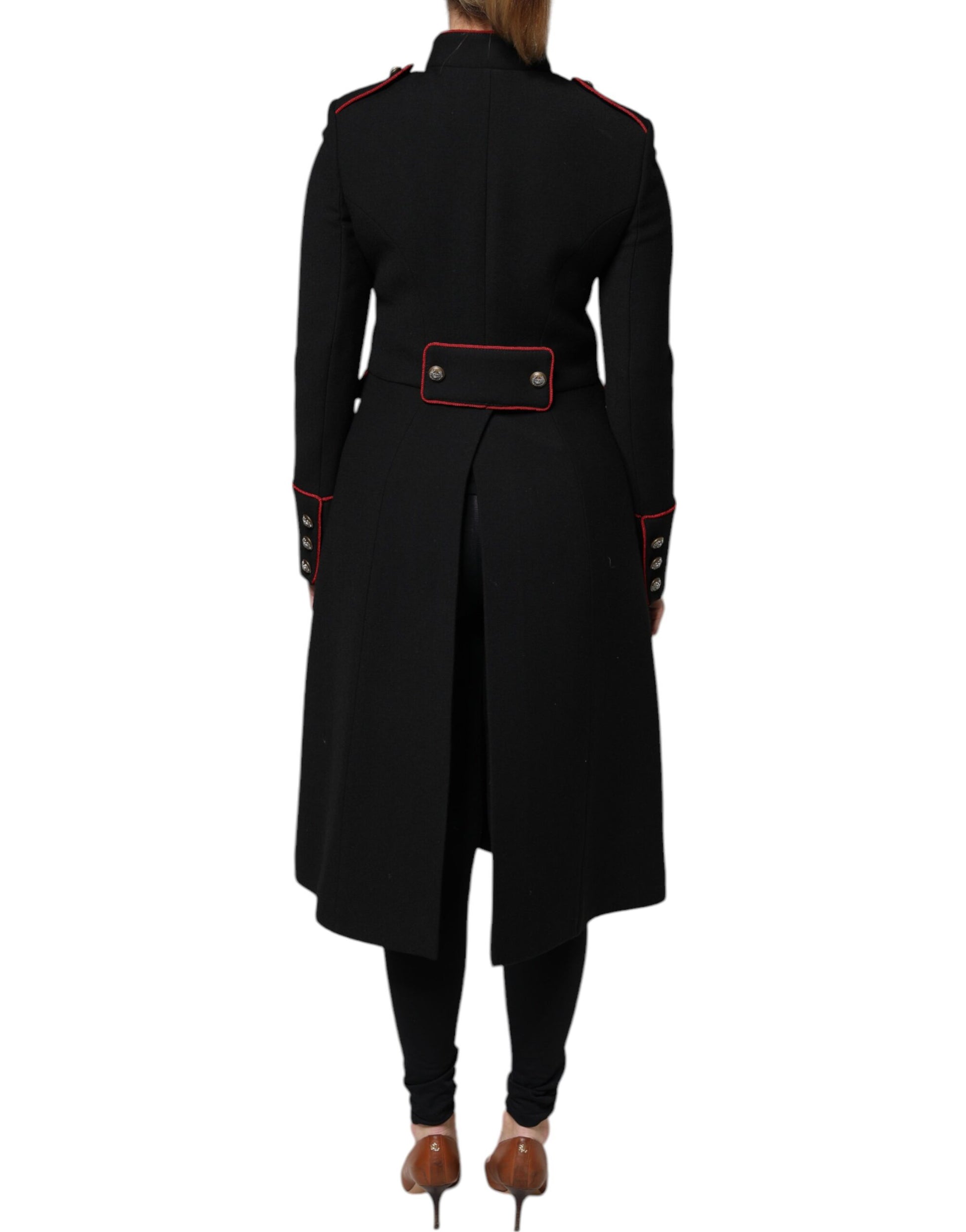 Black Single Breasted Trench Coat Jacket-Dolce & Gabbana-LabelTerrace.com