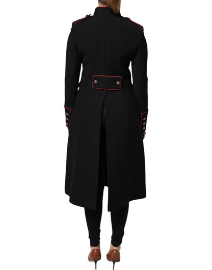 Black Single Breasted Trench Coat Jacket-Dolce & Gabbana-LabelTerrace.com