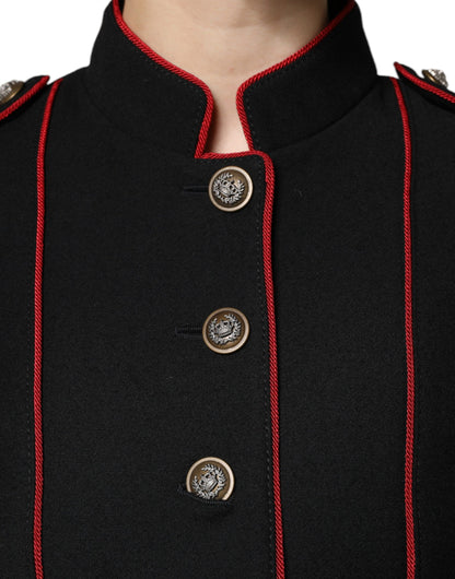 Black Single Breasted Trench Coat Jacket-Dolce & Gabbana-LabelTerrace.com