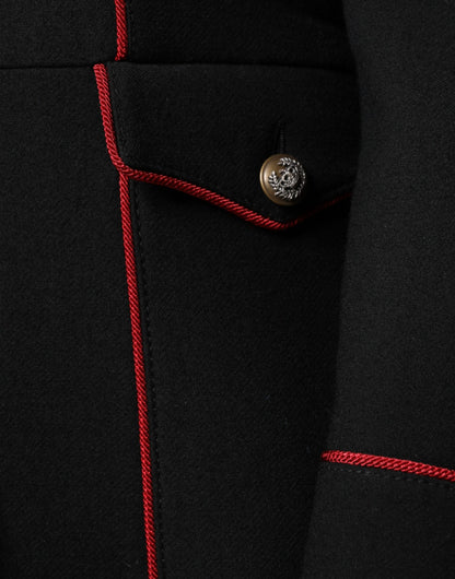 Black Single Breasted Trench Coat Jacket-Dolce & Gabbana-LabelTerrace.com