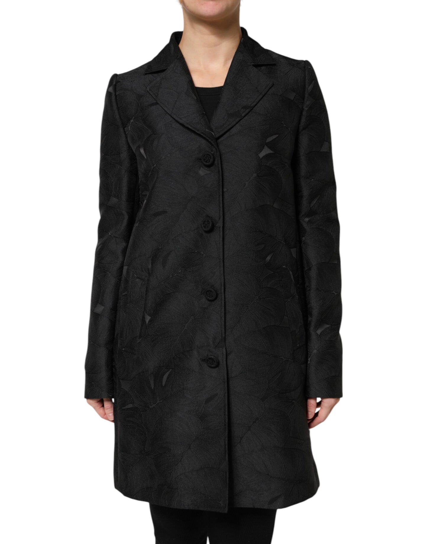 Black Single Breasted Trench Coat Jacket-Dolce & Gabbana-LabelTerrace.com