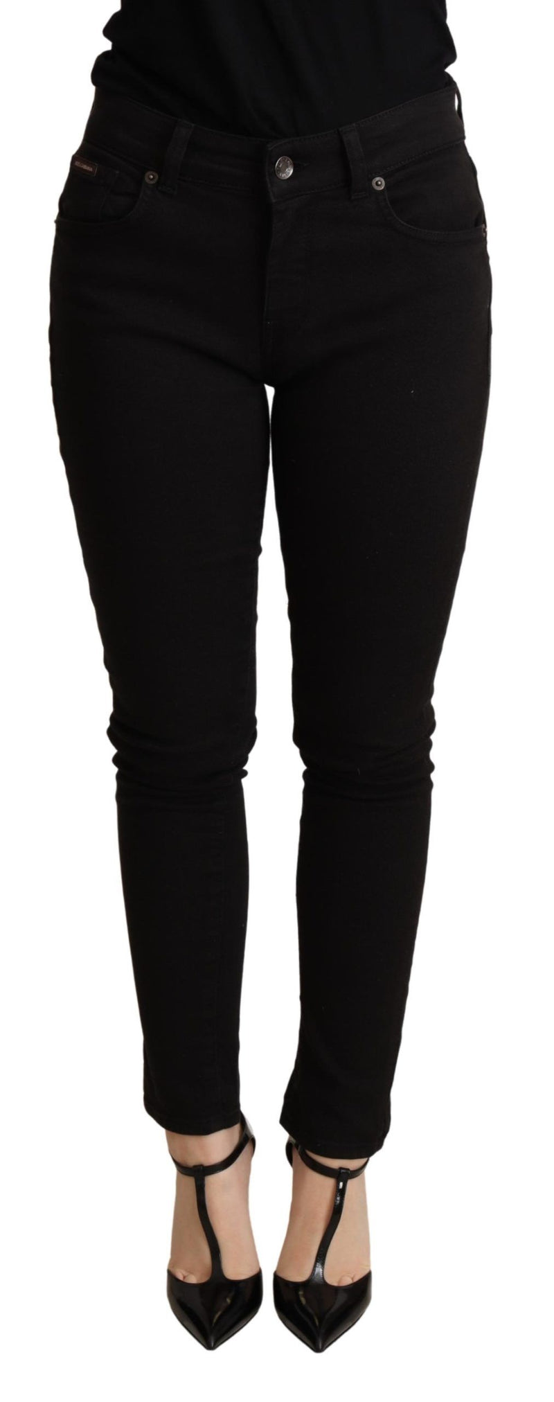 Black Skinny Denim Cotton Stretch Trouser-Dolce & Gabbana-LabelTerrace.com