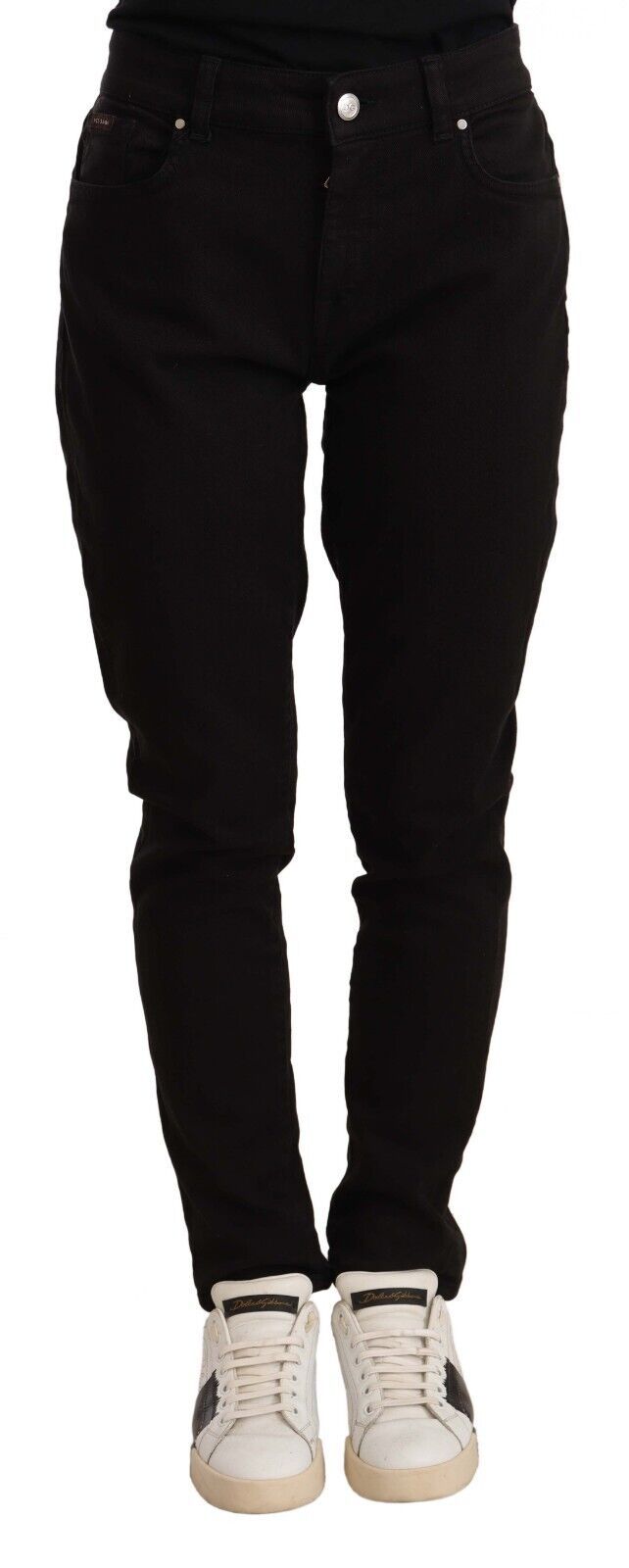 Black Skinny Slim Denim Cotton Stretch Jeans-Dolce & Gabbana-LabelTerrace.com