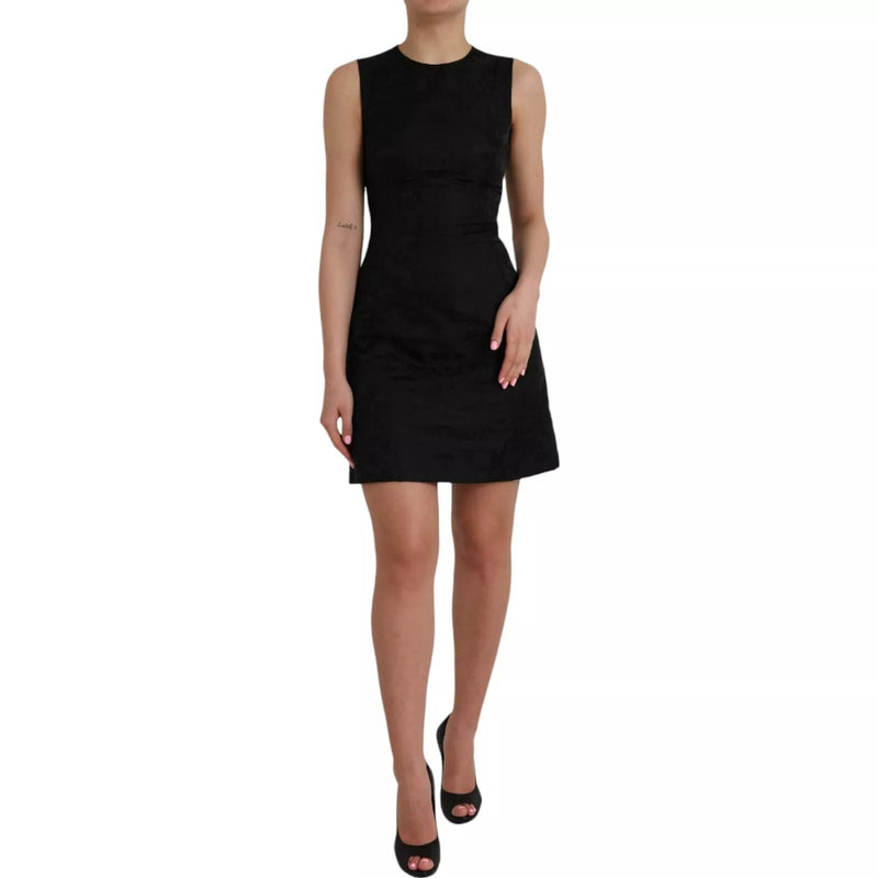 Black Sleeveless Bodycon A-line Mini Dress-Dolce & Gabbana-LabelTerrace.com