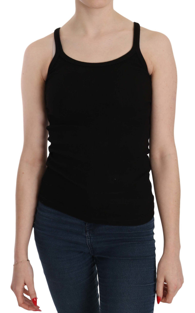Black Sleeveless Spaghetti Strap Blouse-PINK MEMORIES-LabelTerrace.com