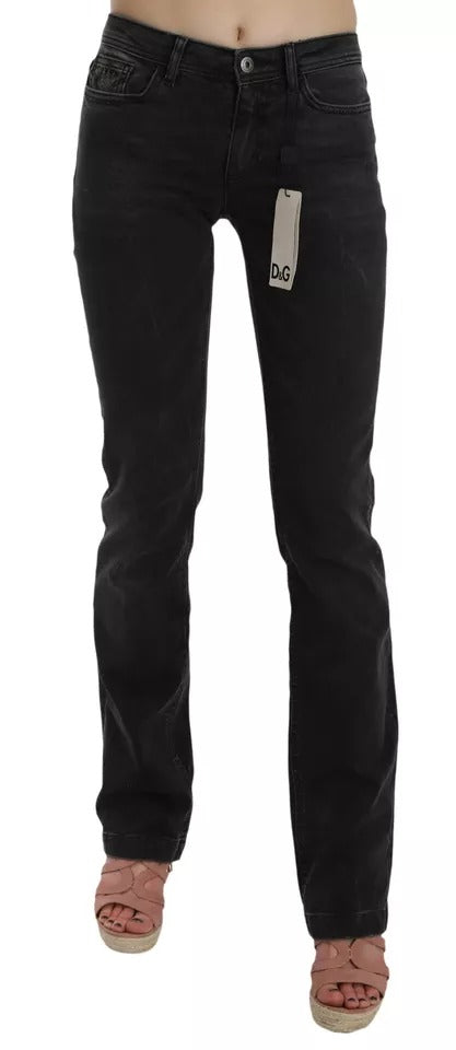 Black Slim Fit Cotton Jeans D&G Pants-Dolce & Gabbana-LabelTerrace.com