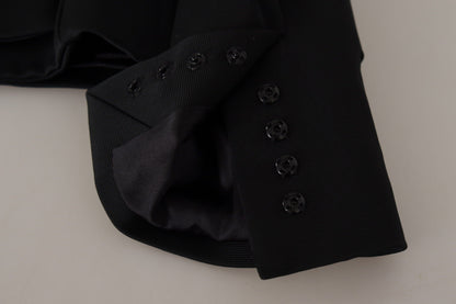 Black Slim Fit Long Sleeves Snap Jacket