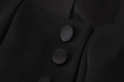 Black Slim Fit Long Sleeves Snap Jacket