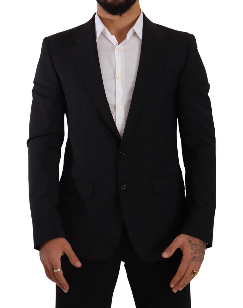 Black Slim Fit Vest 2 Button MARTINI Blazer-Dolce & Gabbana-LabelTerrace.com