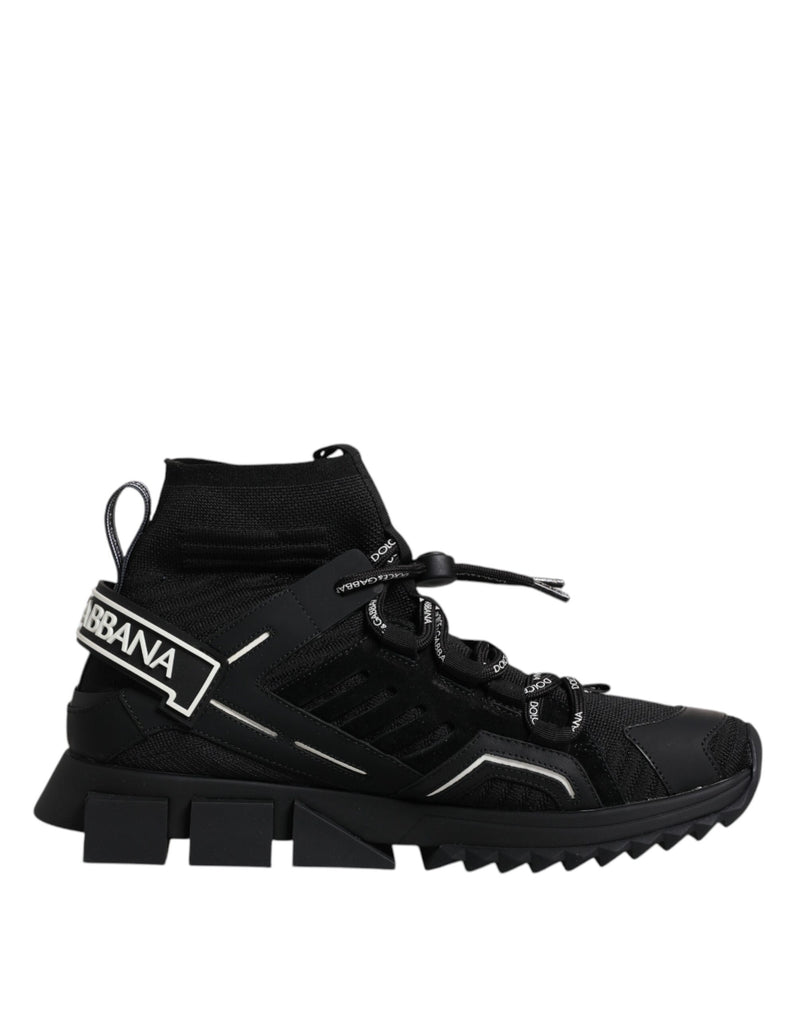 Black Sorrento Logo Men Sneakers Socks Shoes-Dolce & Gabbana-LabelTerrace.com
