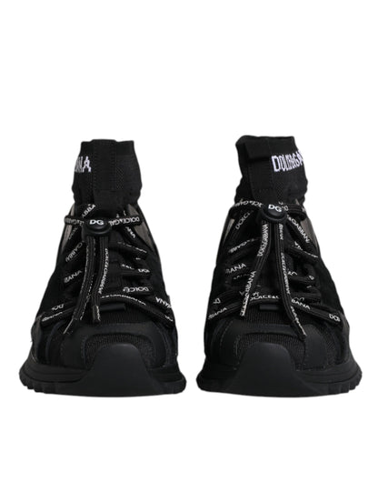 Black Sorrento Socks Logo Sneakers Shoes-Dolce & Gabbana-LabelTerrace.com