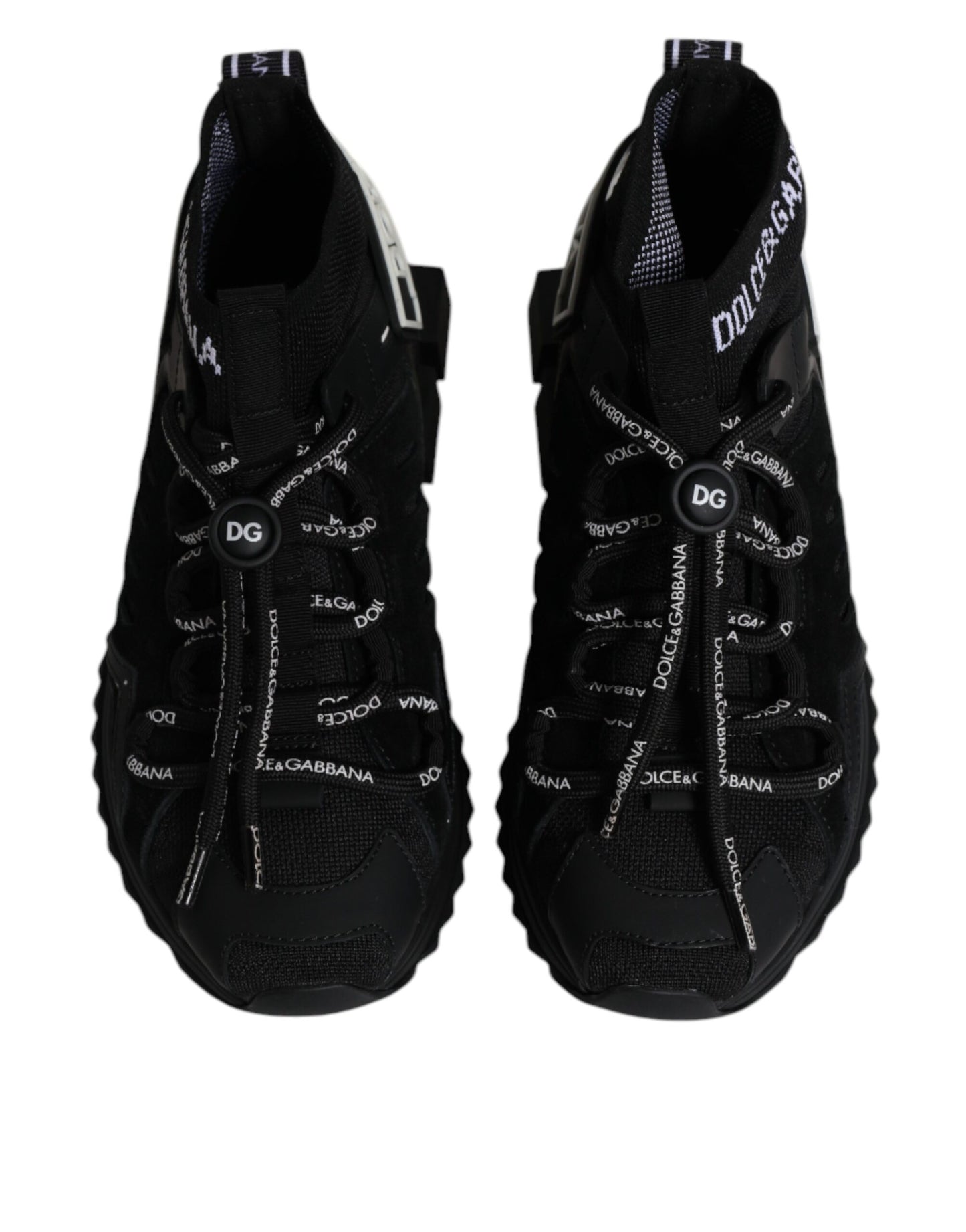 Black Sorrento Socks Logo Sneakers Shoes-Dolce & Gabbana-LabelTerrace.com