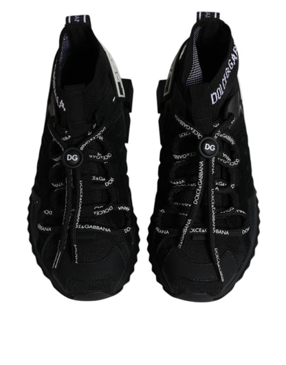 Black Sorrento Socks Logo Sneakers Shoes-Dolce & Gabbana-LabelTerrace.com
