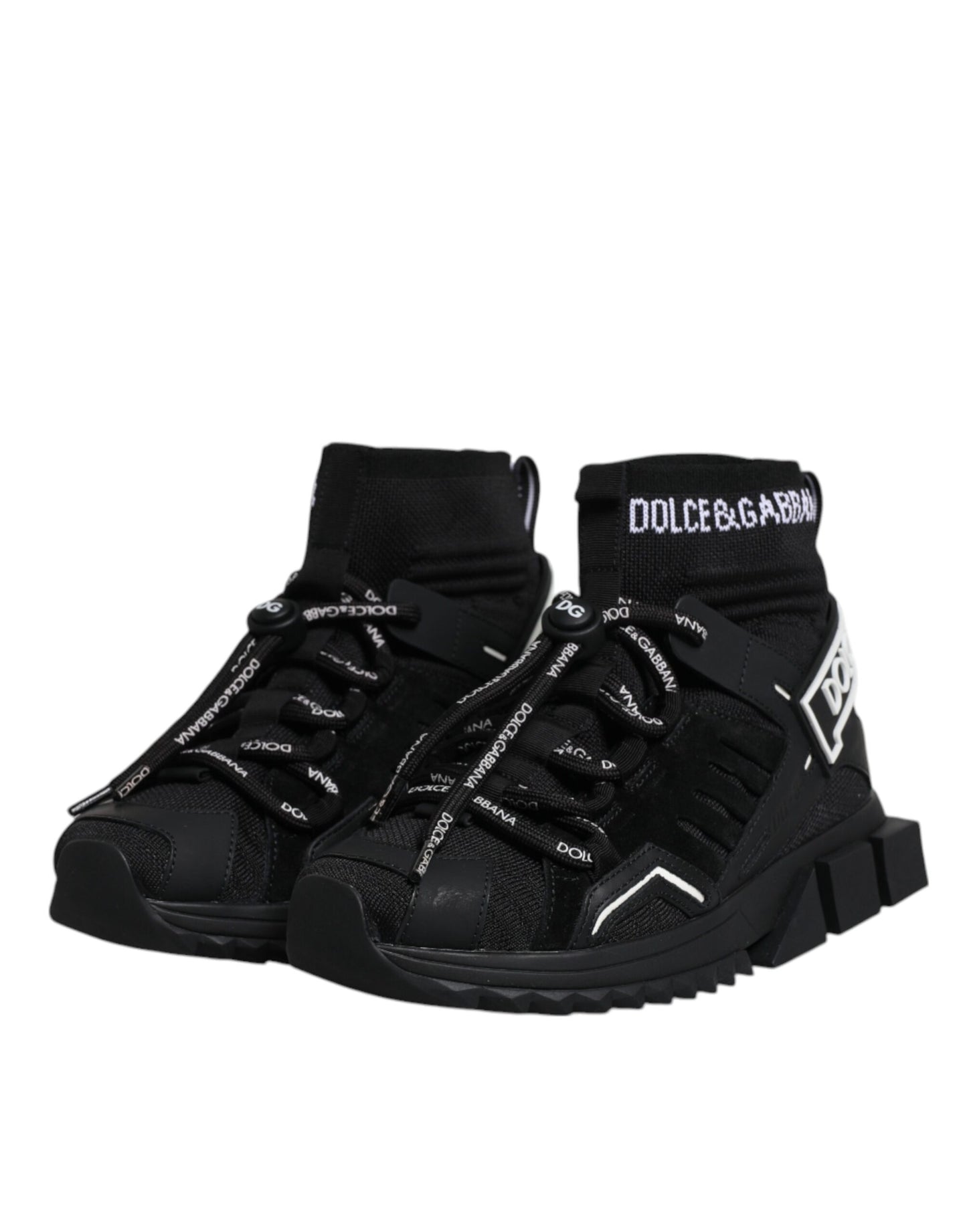 Black Sorrento Socks Logo Sneakers Shoes-Dolce & Gabbana-LabelTerrace.com