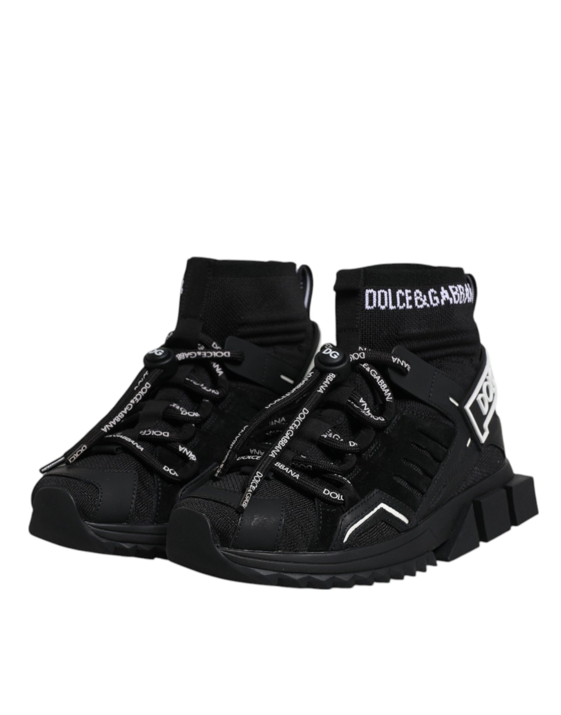 Black Sorrento Socks Logo Sneakers Shoes-Dolce & Gabbana-LabelTerrace.com