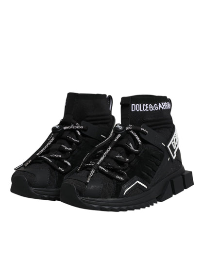 Black Sorrento Socks Logo Sneakers Shoes-Dolce & Gabbana-LabelTerrace.com