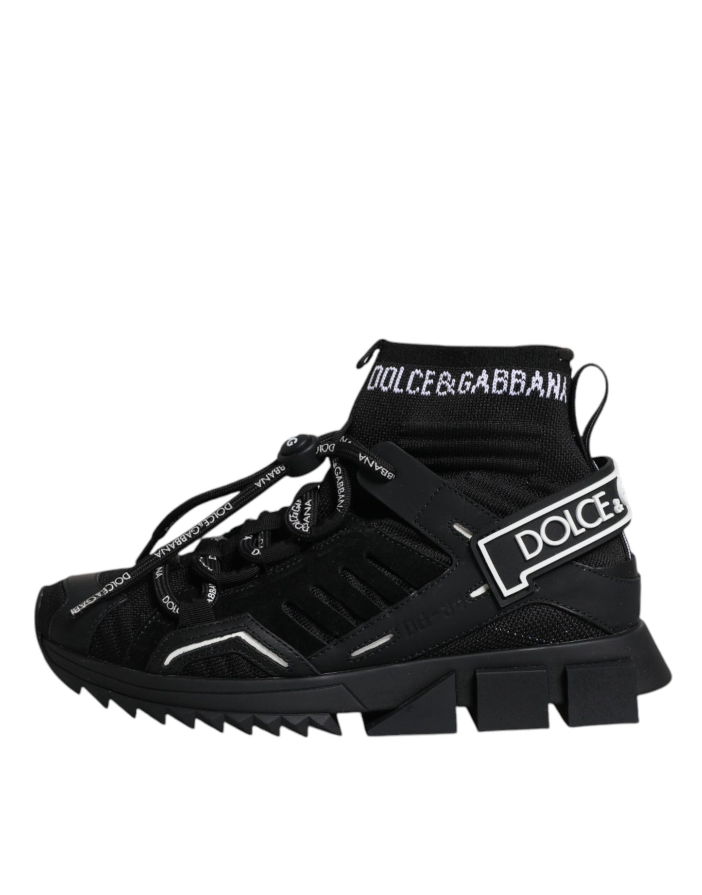 Black Sorrento Socks Logo Sneakers Shoes-Dolce & Gabbana-LabelTerrace.com