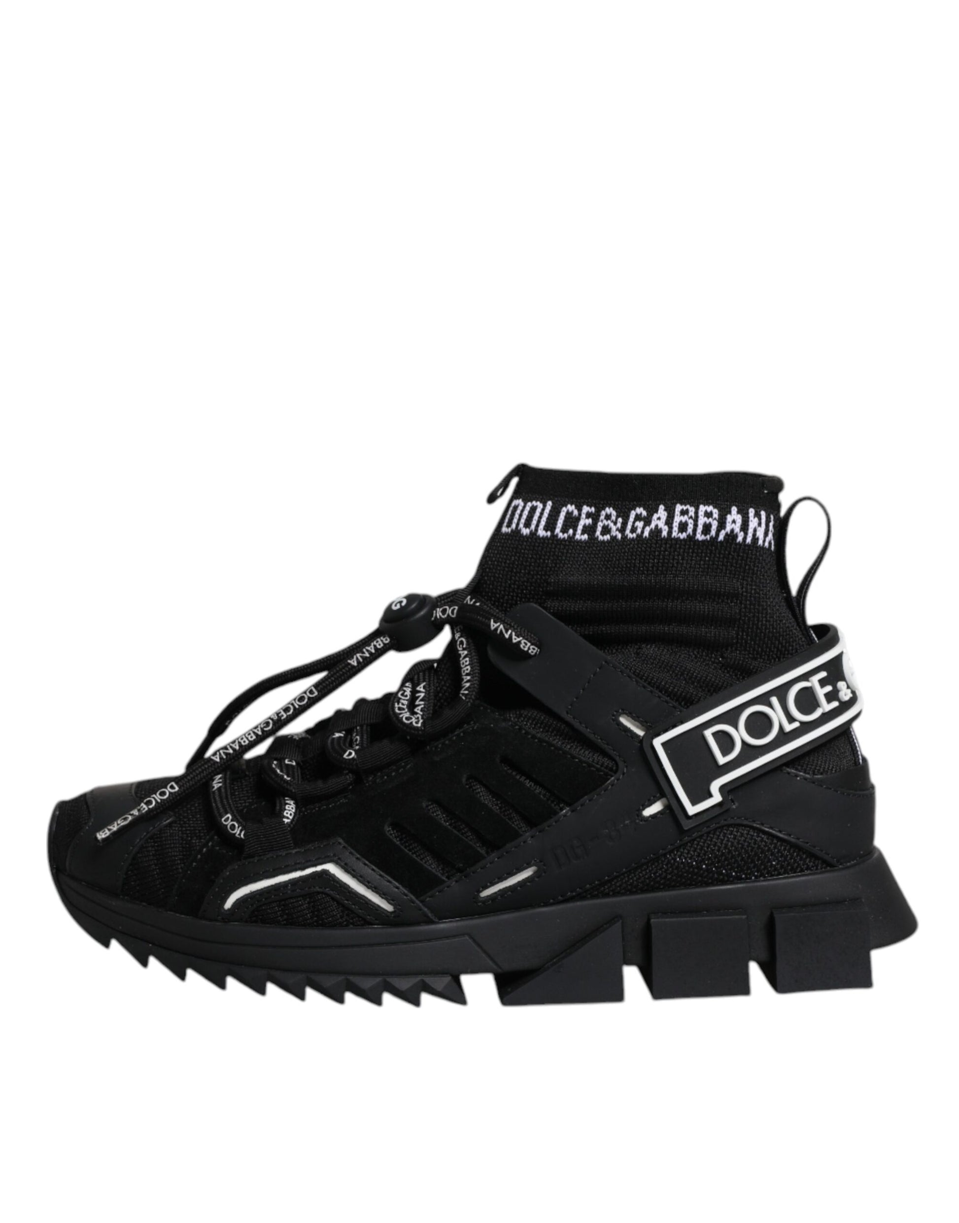 Black Sorrento Socks Logo Sneakers Shoes-Dolce & Gabbana-LabelTerrace.com