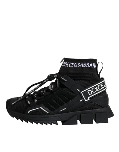 Black Sorrento Socks Logo Sneakers Shoes-Dolce & Gabbana-LabelTerrace.com